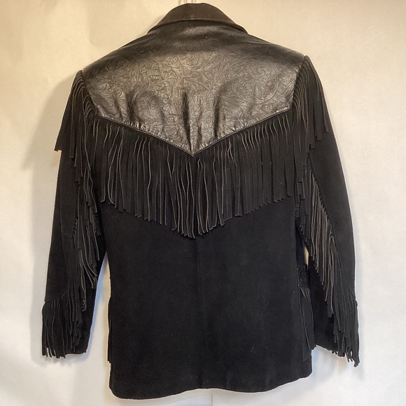 Wilsons Leather Vintage Women's Western Fringed Black Leather Jacket size small - Picture 2 of 14